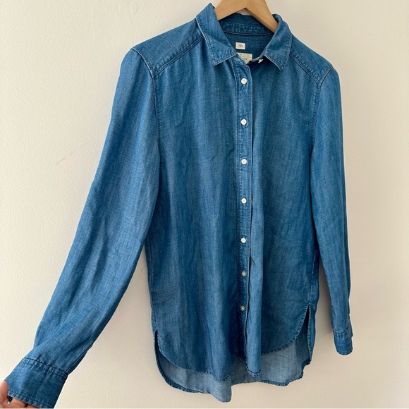 Ann Taylor Loft Chambray Softened Long Sleeve Button Down Collar Shirt Size S - Picture 3 of 13